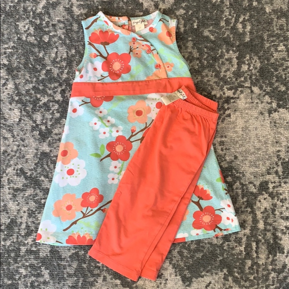 Angel Girl Floral Top/dress and leggings 2T